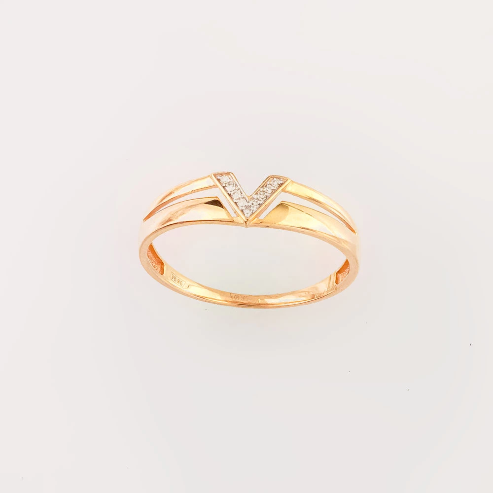 Кольцо с бриллиантом из красного золота 585 пробы