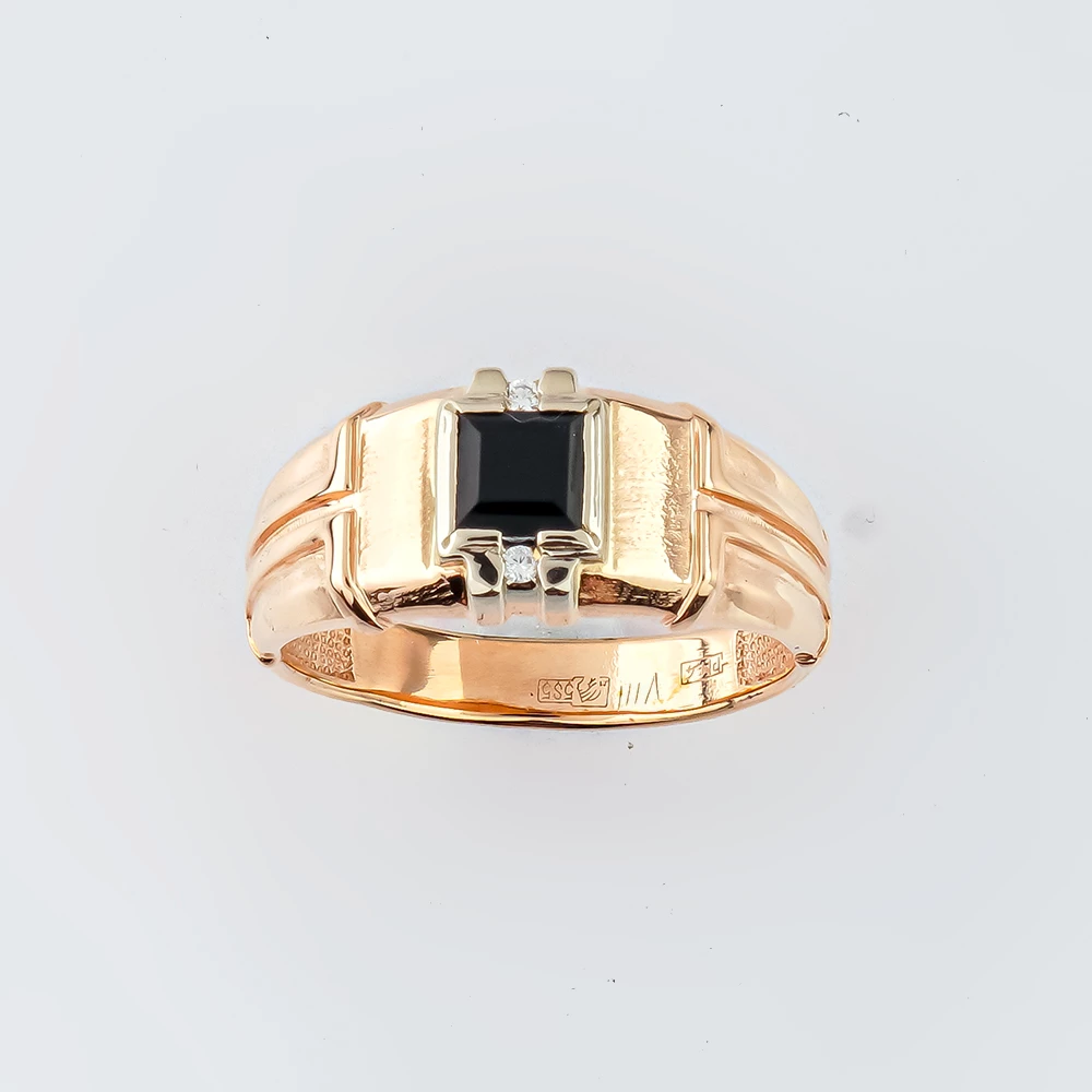 Кольцо с ониксом из красного золота 585 пробы