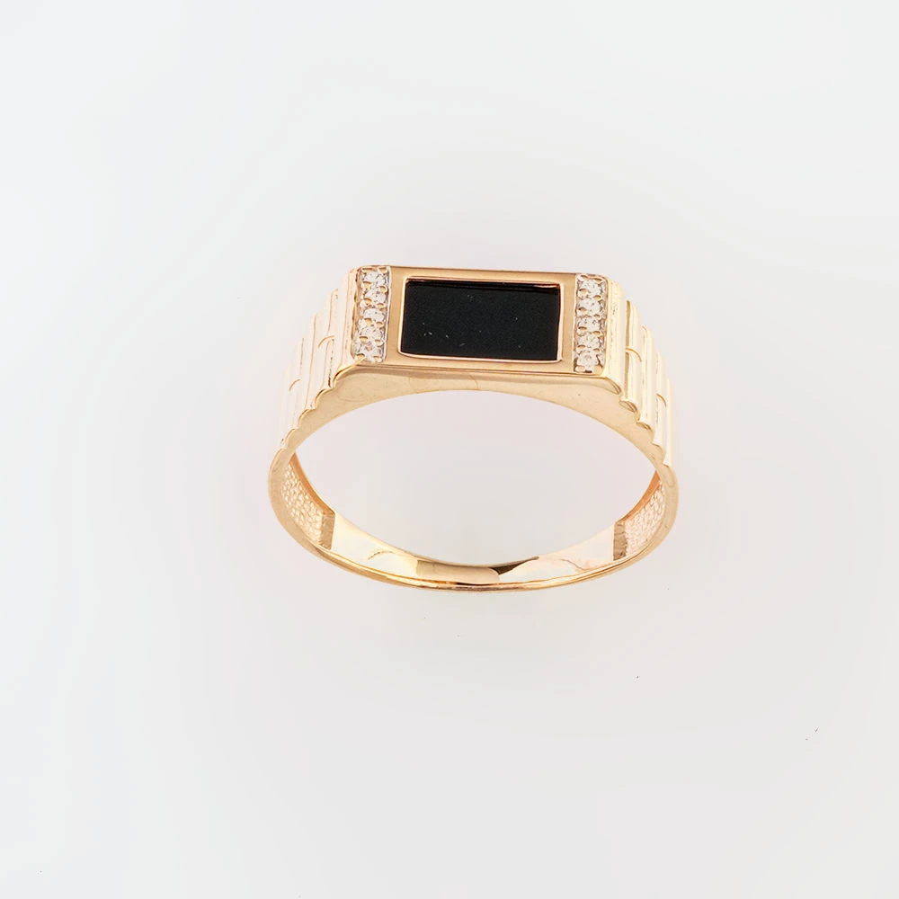 Кольцо с ониксом из красного золота 375 пробы