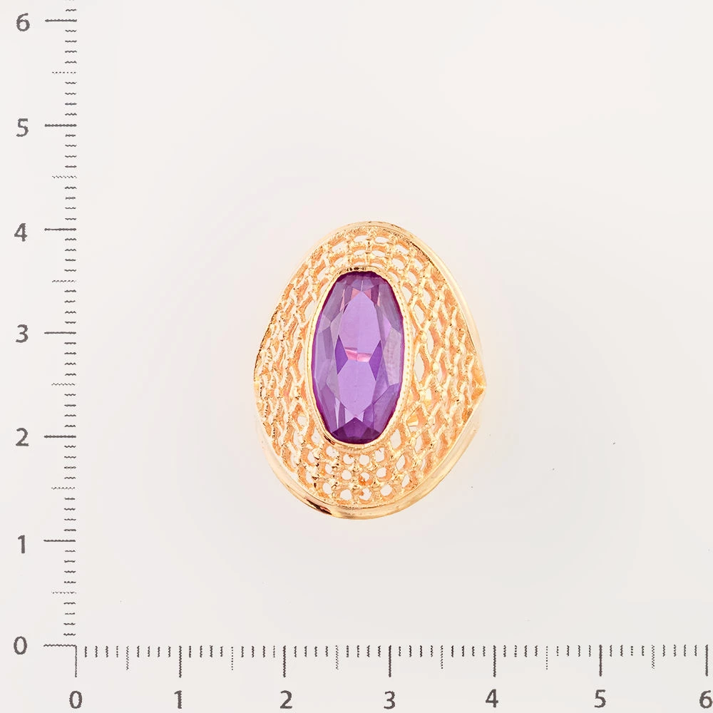 Кольцо с фианитом из красного золота 583 пробы