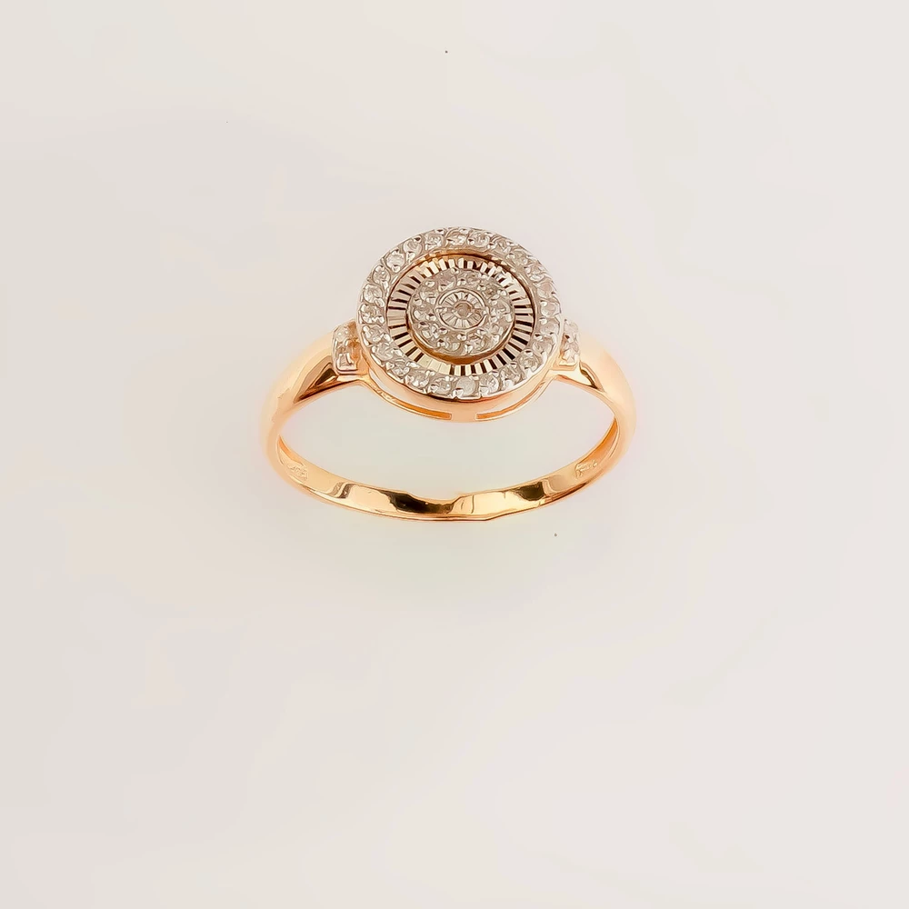 Кольцо с бриллиантом из красного золота 585 пробы