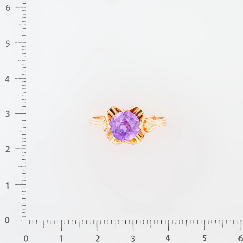 Кольцо с фианитом из красного золота 583 пробы