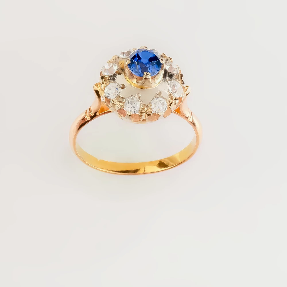 Кольцо с фианитом из красного золота 583 пробы