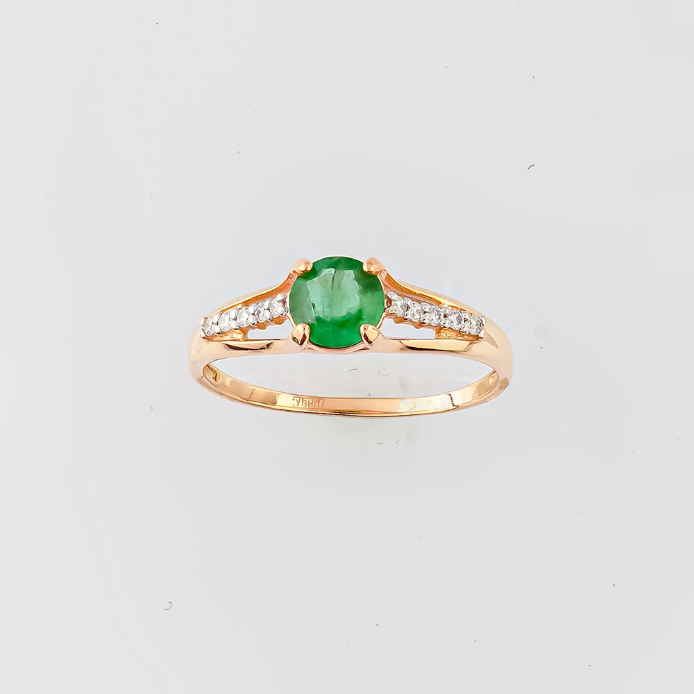 Кольцо с изумрудом из красного золота 585 пробы