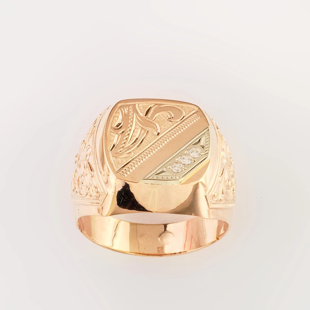 Кольцо с фианитом из красного золота 585 пробы