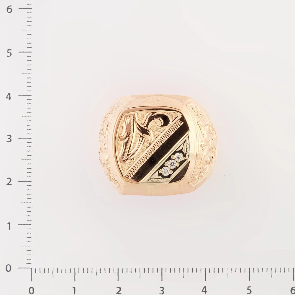 Кольцо с фианитом из красного золота 585 пробы