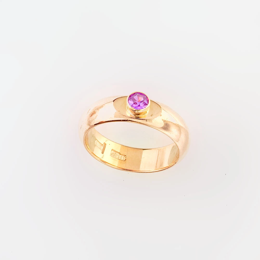 Кольцо с фианитом из красного золота 583 пробы