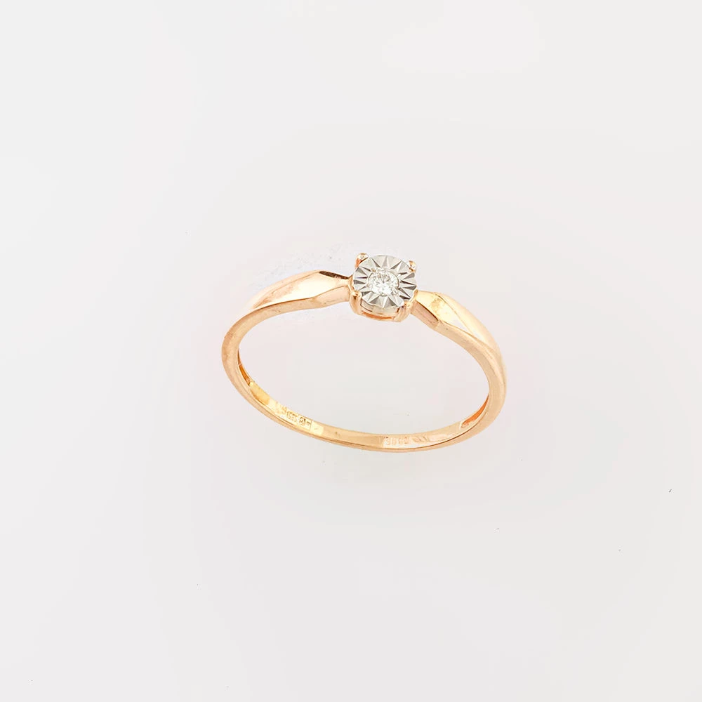 Кольцо с бриллиантом из красного золота 585 пробы