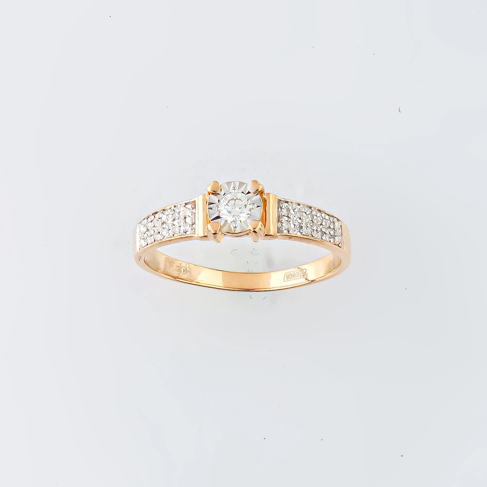 Кольцо с бриллиантом из красного золота 585 пробы