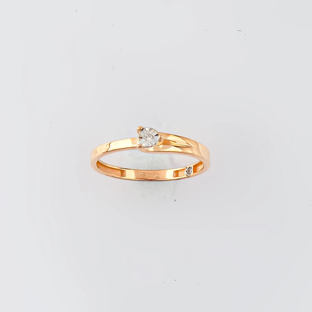 Кольцо с бриллиантом из красного золота 585 пробы