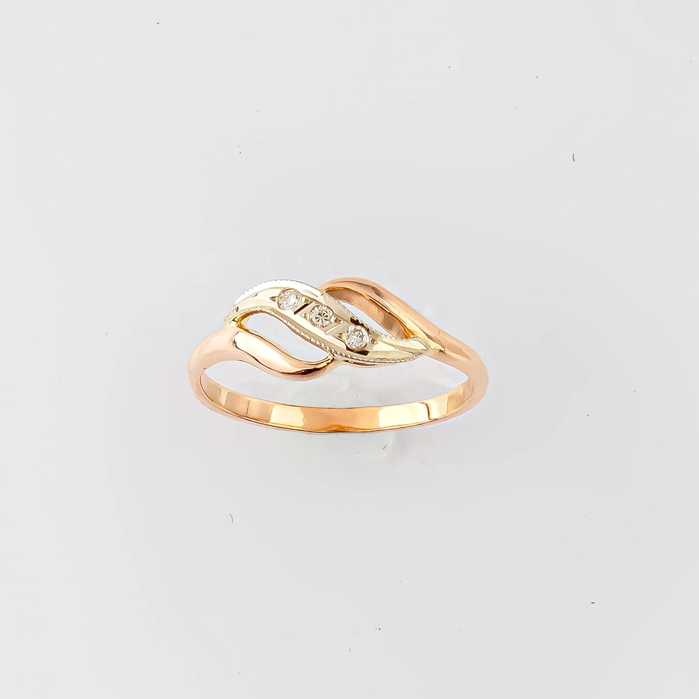 Кольцо с бриллиантом из красного золота 585 пробы