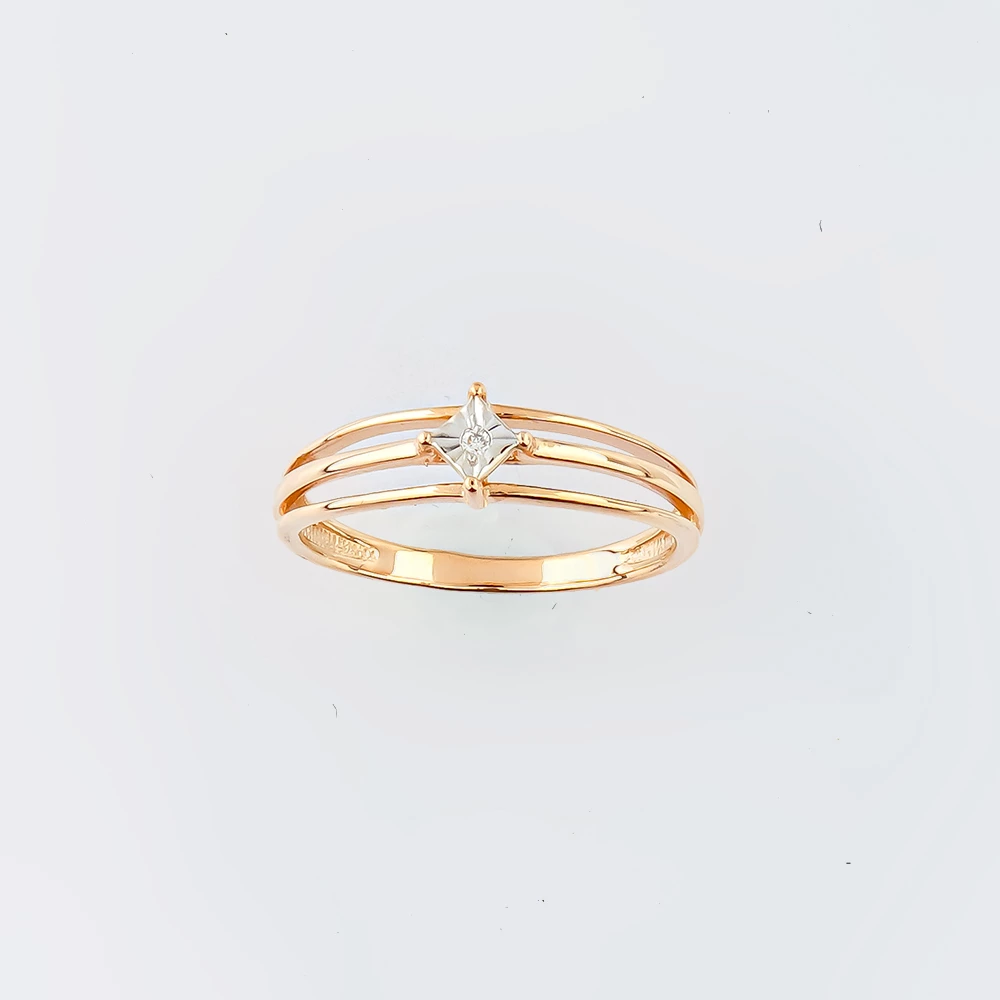 Кольцо с бриллиантом из красного золота 585 пробы