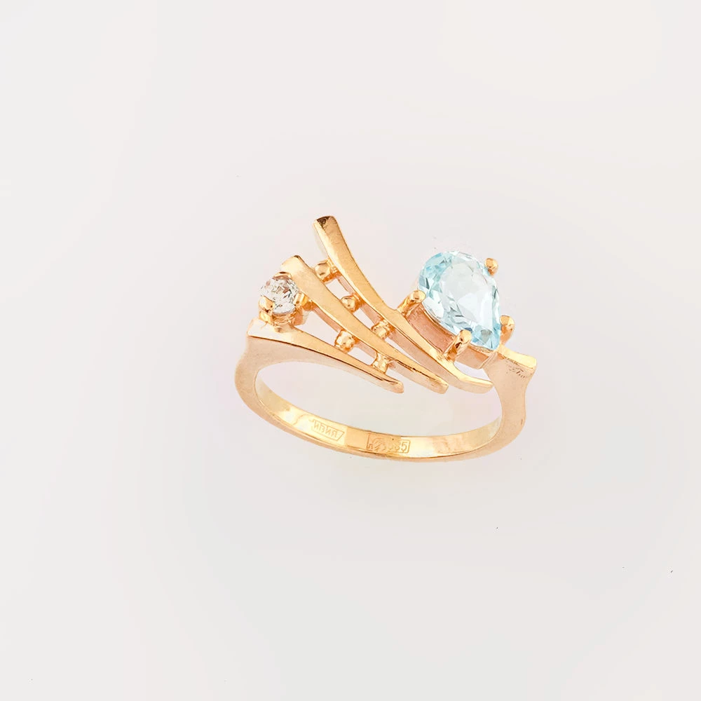 Кольцо с топазом из красного золота 585 пробы