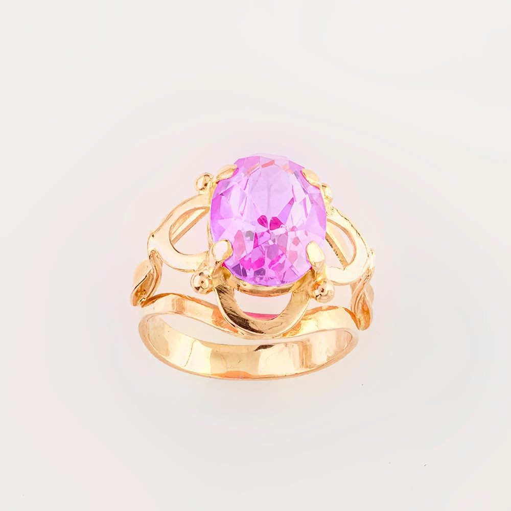 Кольцо с фианитом из красного золота 583 пробы