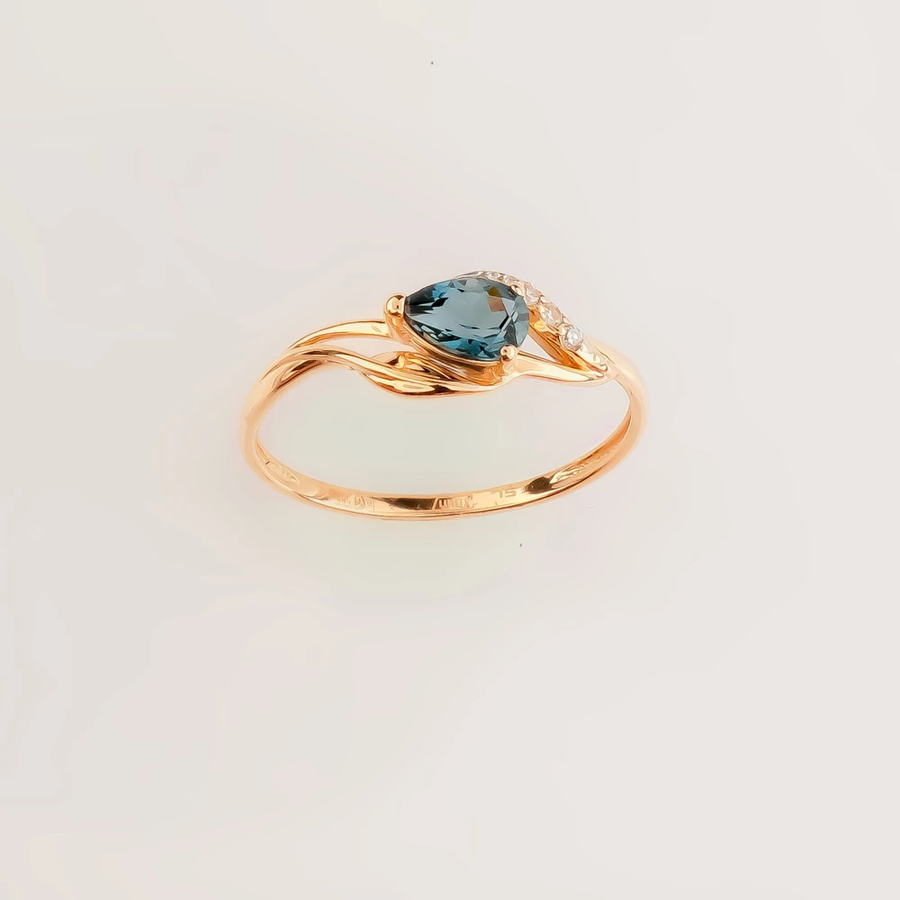 Кольцо с топазом лондон из красного золота 585 пробы