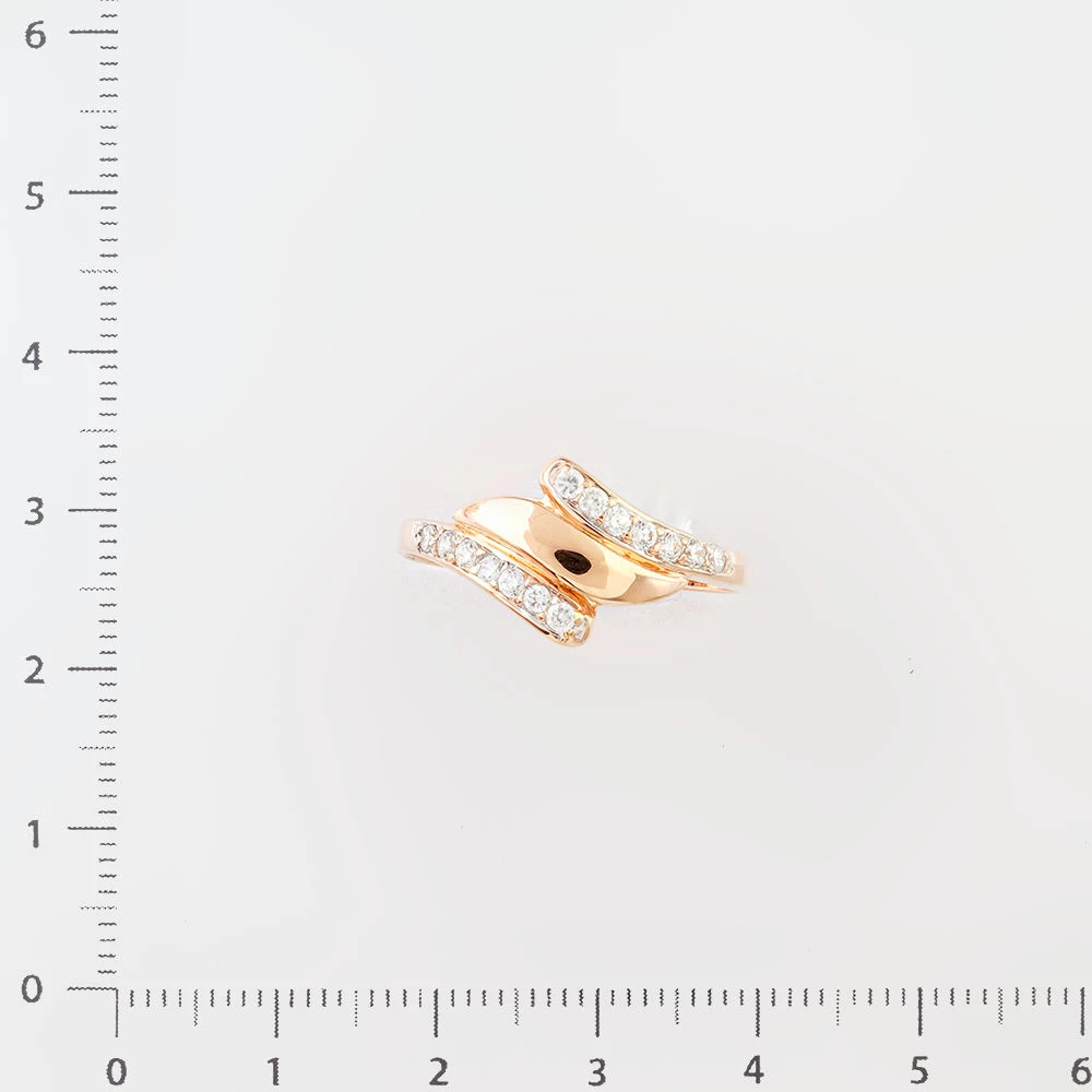 Кольцо с фианитом из красного золота 585 пробы