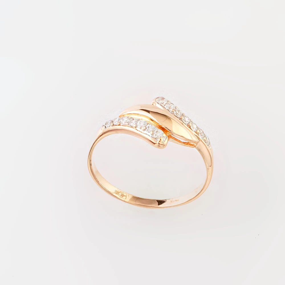 Кольцо с фианитом из красного золота 585 пробы