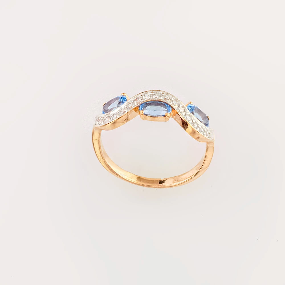 Кольцо с топазом из красного золота 585 пробы