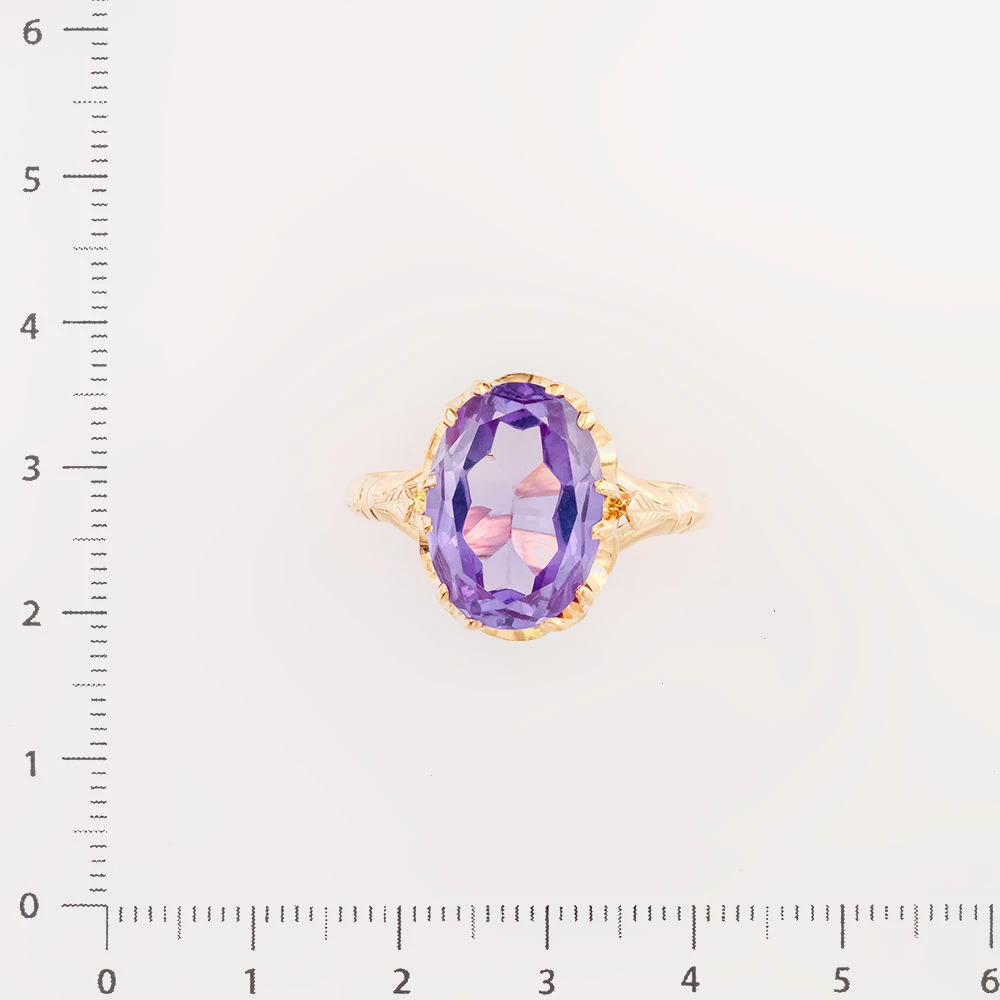 Кольцо с фианитом из красного золота 583 пробы