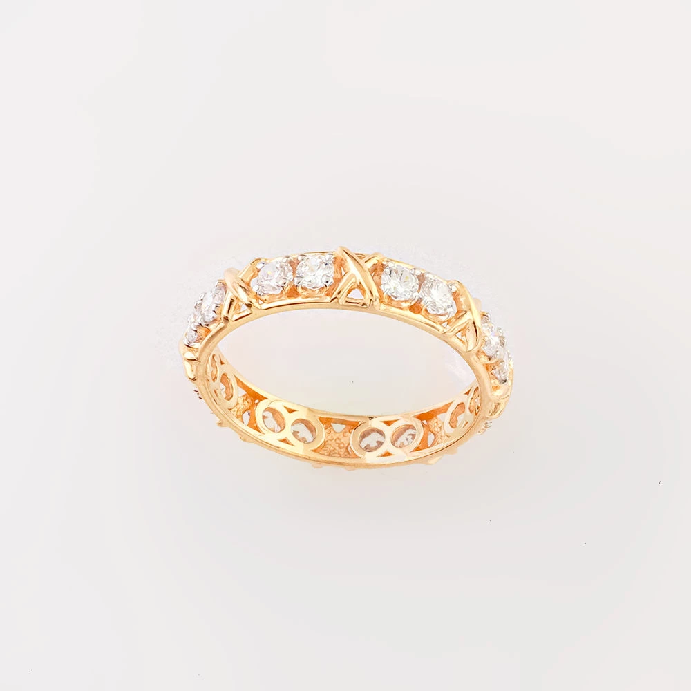 Кольцо с фианитом из красного золота 585 пробы