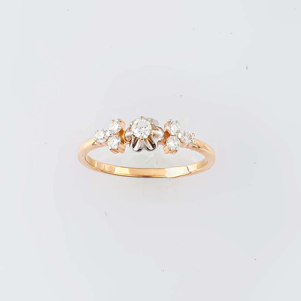 Кольцо с бриллиантом из красного золота 585 пробы