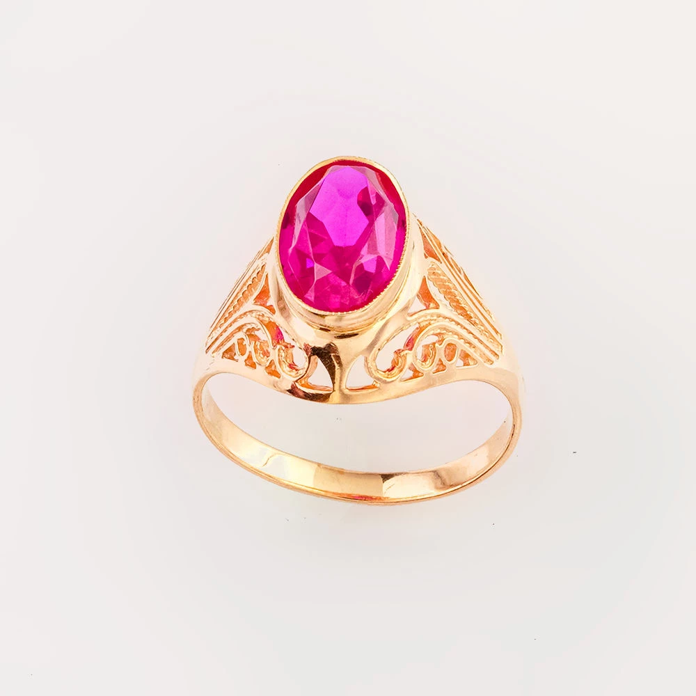 Кольцо с фианитом из красного золота 583 пробы