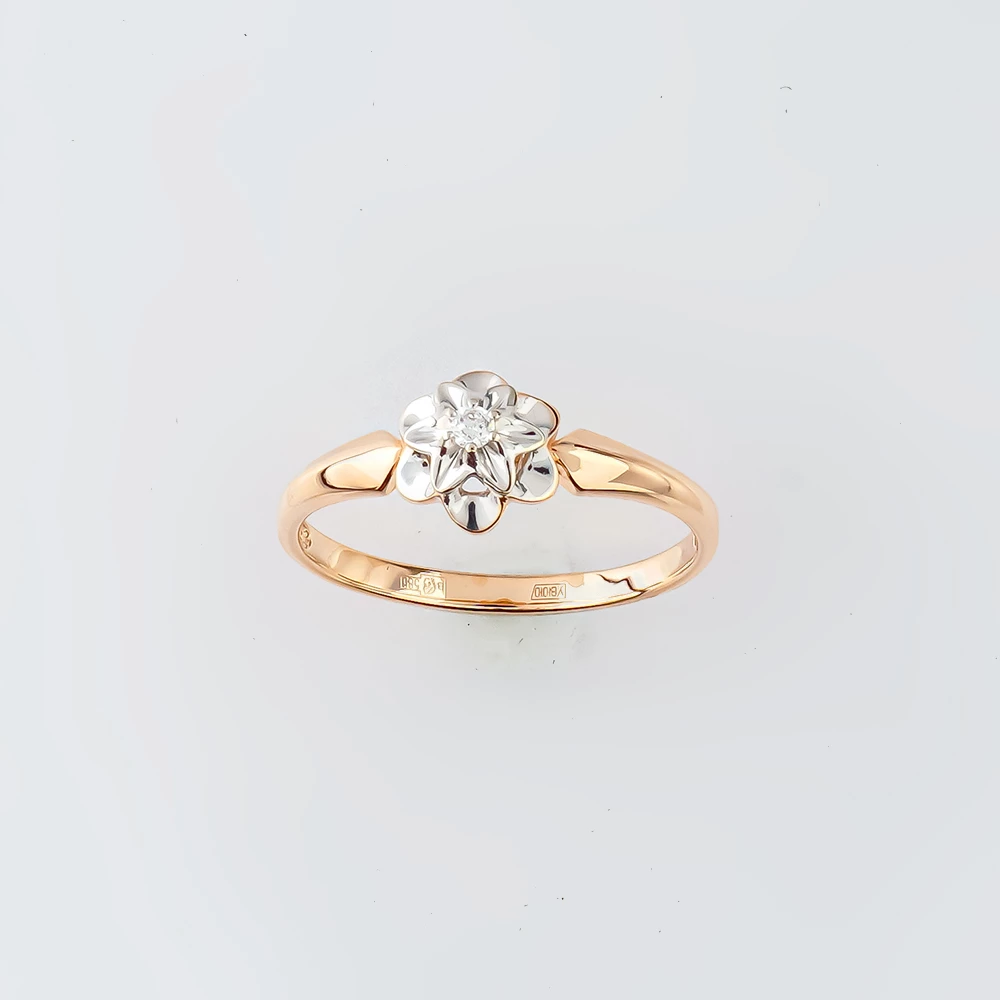 Кольцо с бриллиантом из красного золота 585 пробы