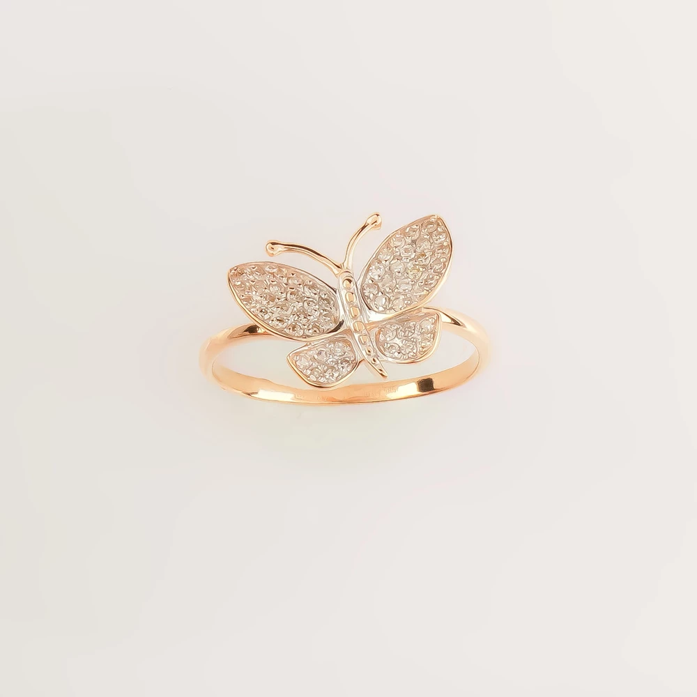 Кольцо с бриллиантом из красного золота 585 пробы