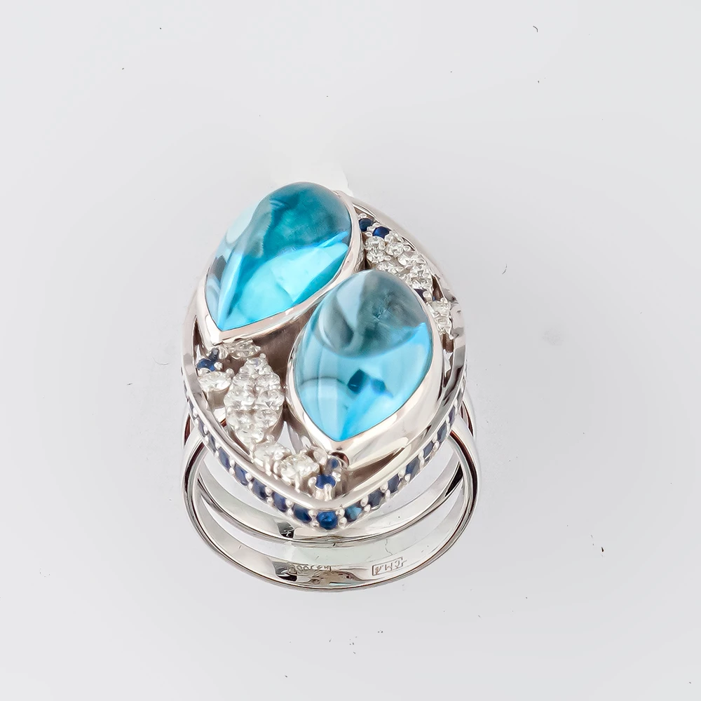 Кольцо с ситаллом из белого золота 585 пробы