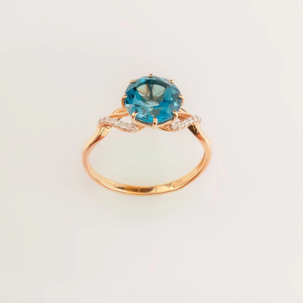 Кольцо с топазом лондон из красного золота 585 пробы