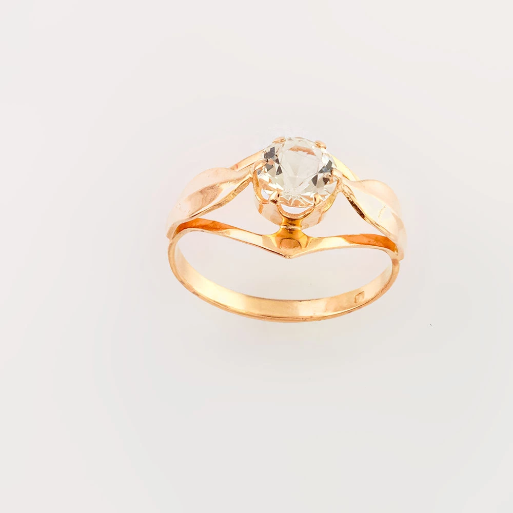 Кольцо с фианитом из красного золота 583 пробы