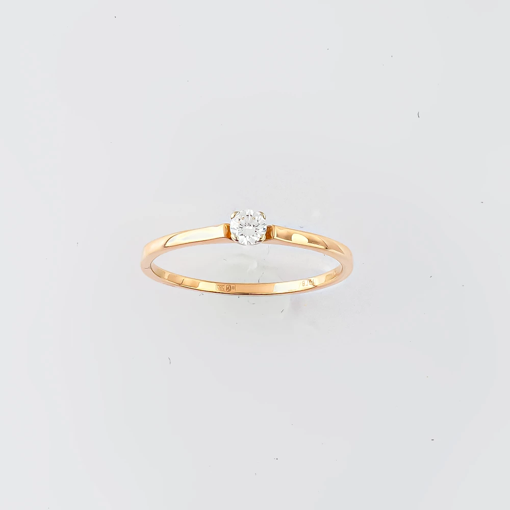 Кольцо с бриллиантом из красного золота 585 пробы