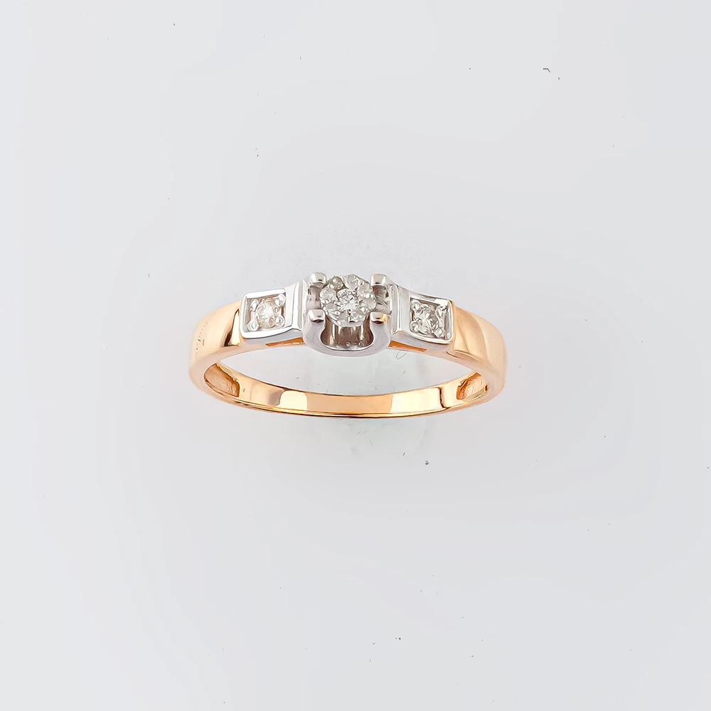 Кольцо с бриллиантом из красного золота 585 пробы