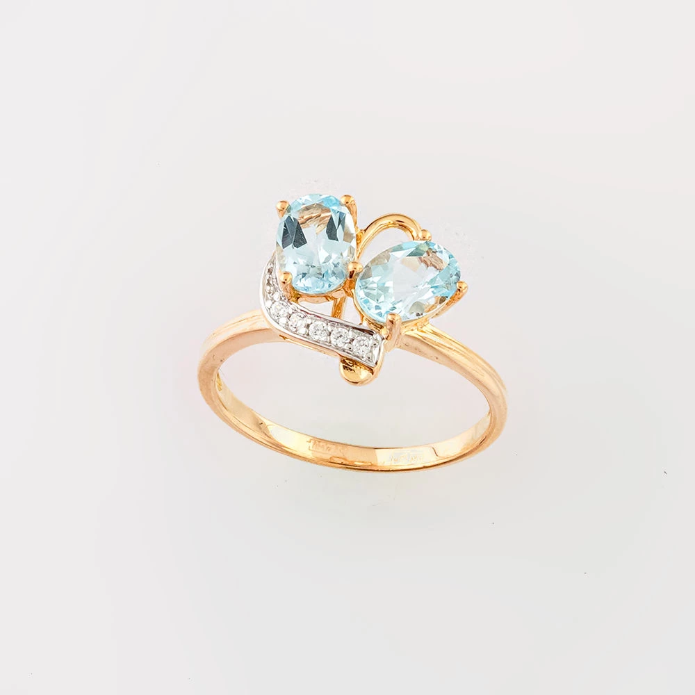 Кольцо с топазом из красного золота 585 пробы