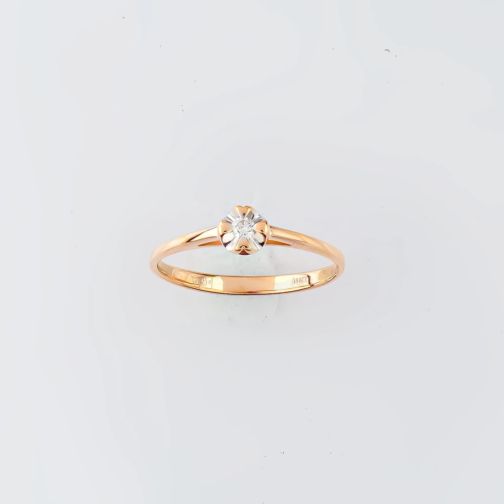 Кольцо с бриллиантом из красного золота 585 пробы