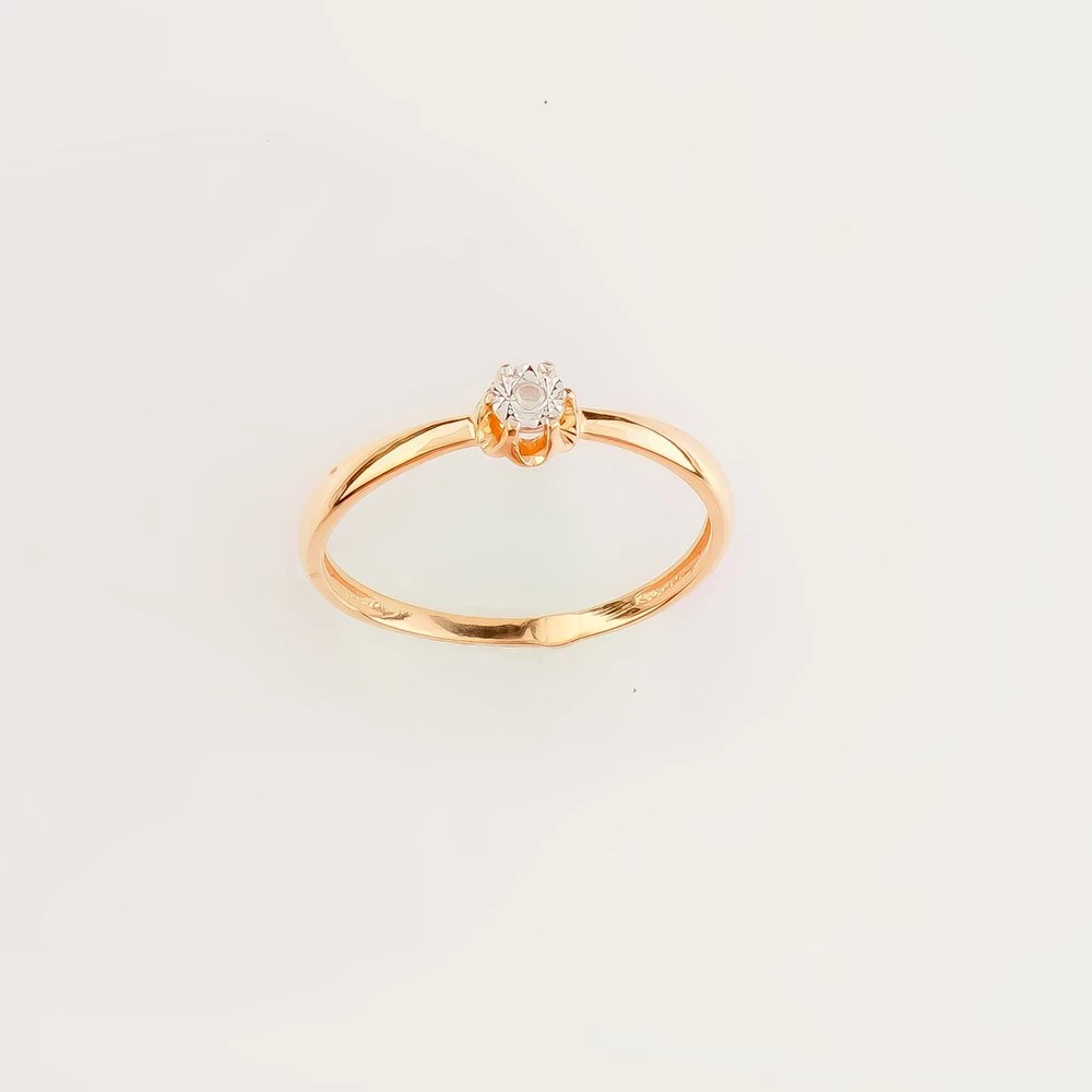 Кольцо с бриллиантом из красного золота 585 пробы