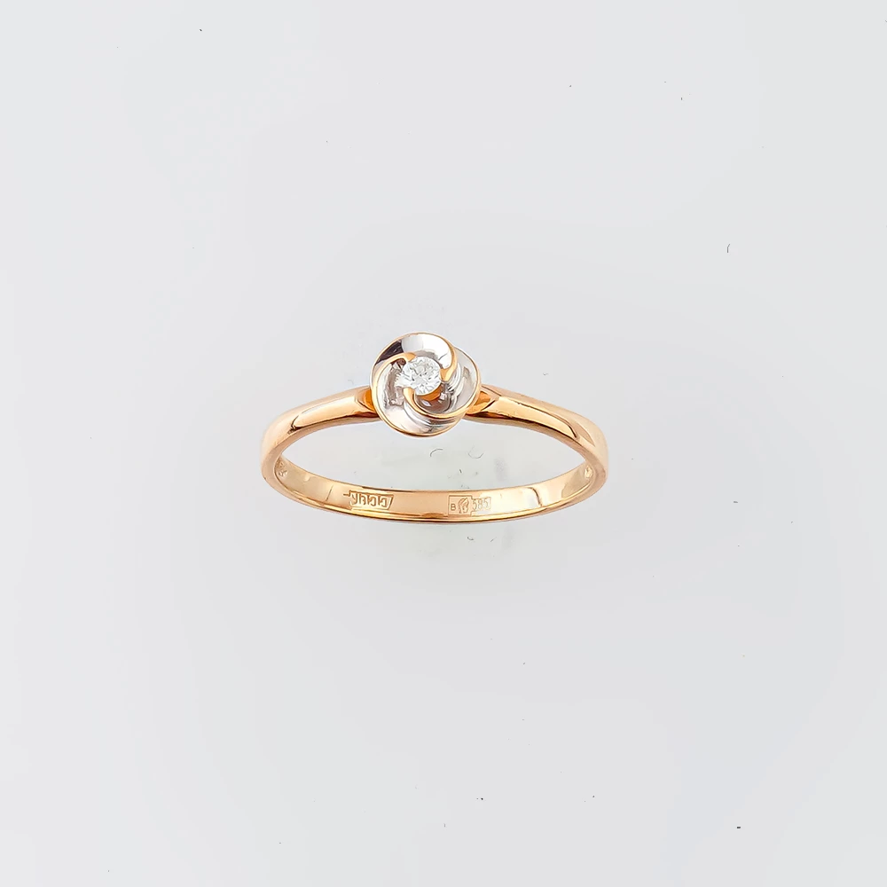 Кольцо с бриллиантом из красного золота 585 пробы