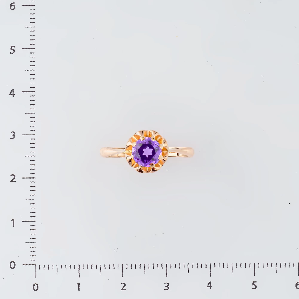 Кольцо с фианитом из красного золота 583 пробы