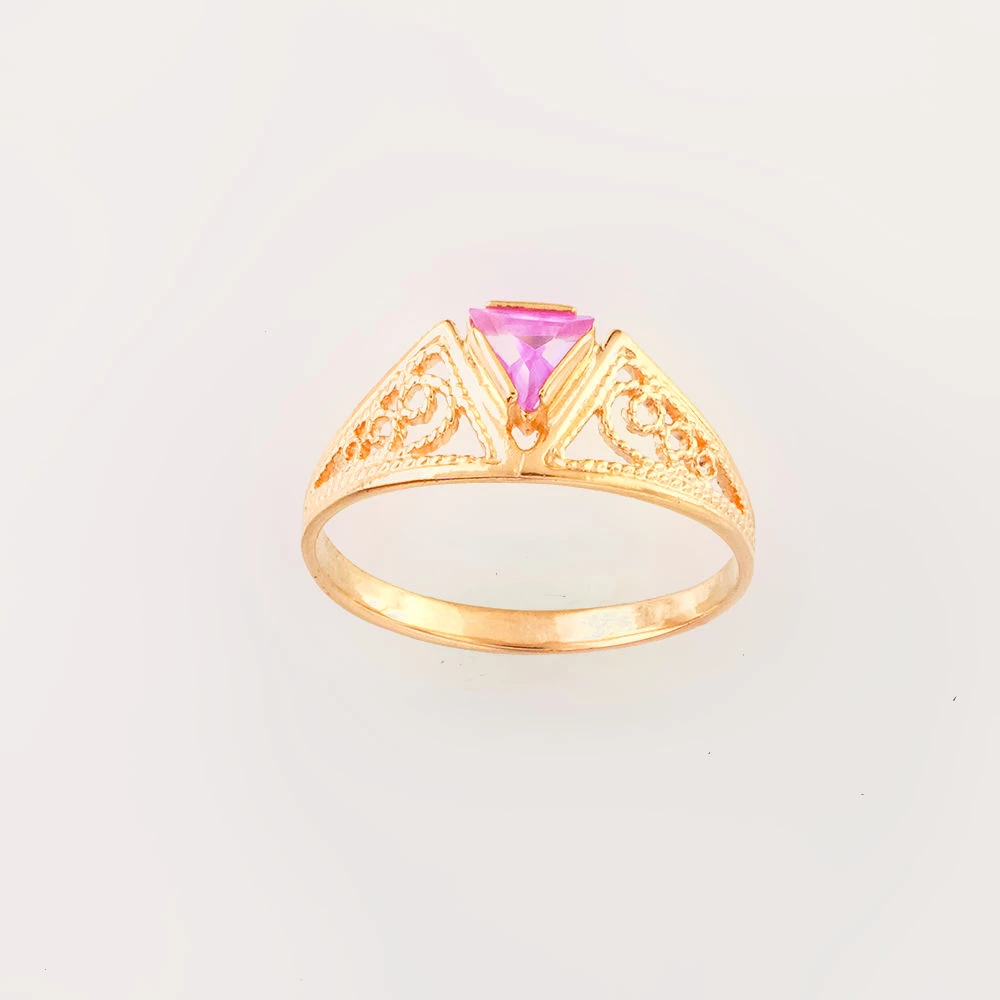 Кольцо с фианитом из красного золота 585 пробы