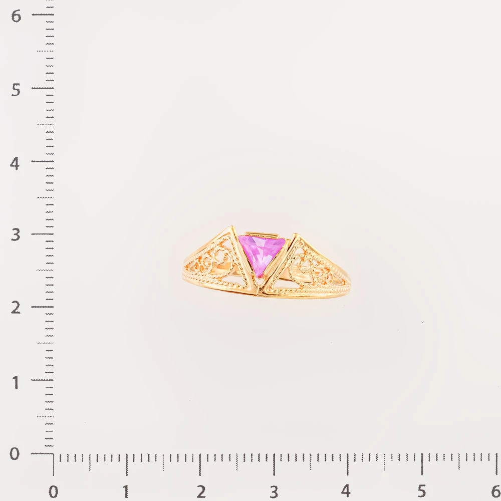 Кольцо с фианитом из красного золота 585 пробы