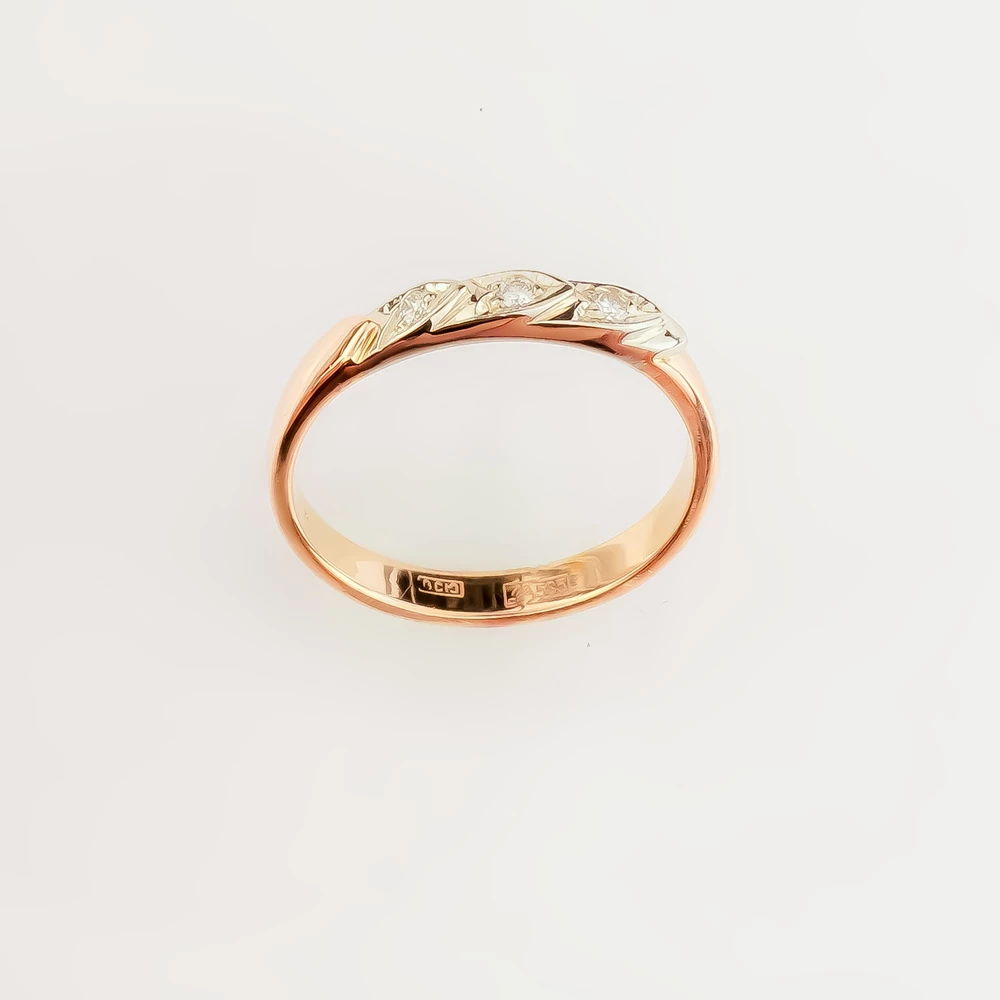 Кольцо с бриллиантом из красного золота 585 пробы