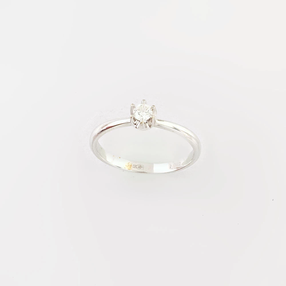 Кольцо с бриллиантом из белого золота 585 пробы