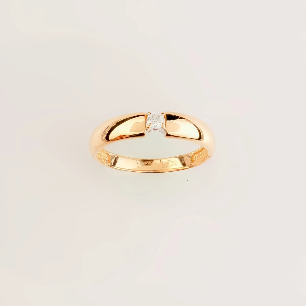 Кольцо с бриллиантом из красного золота 585 пробы