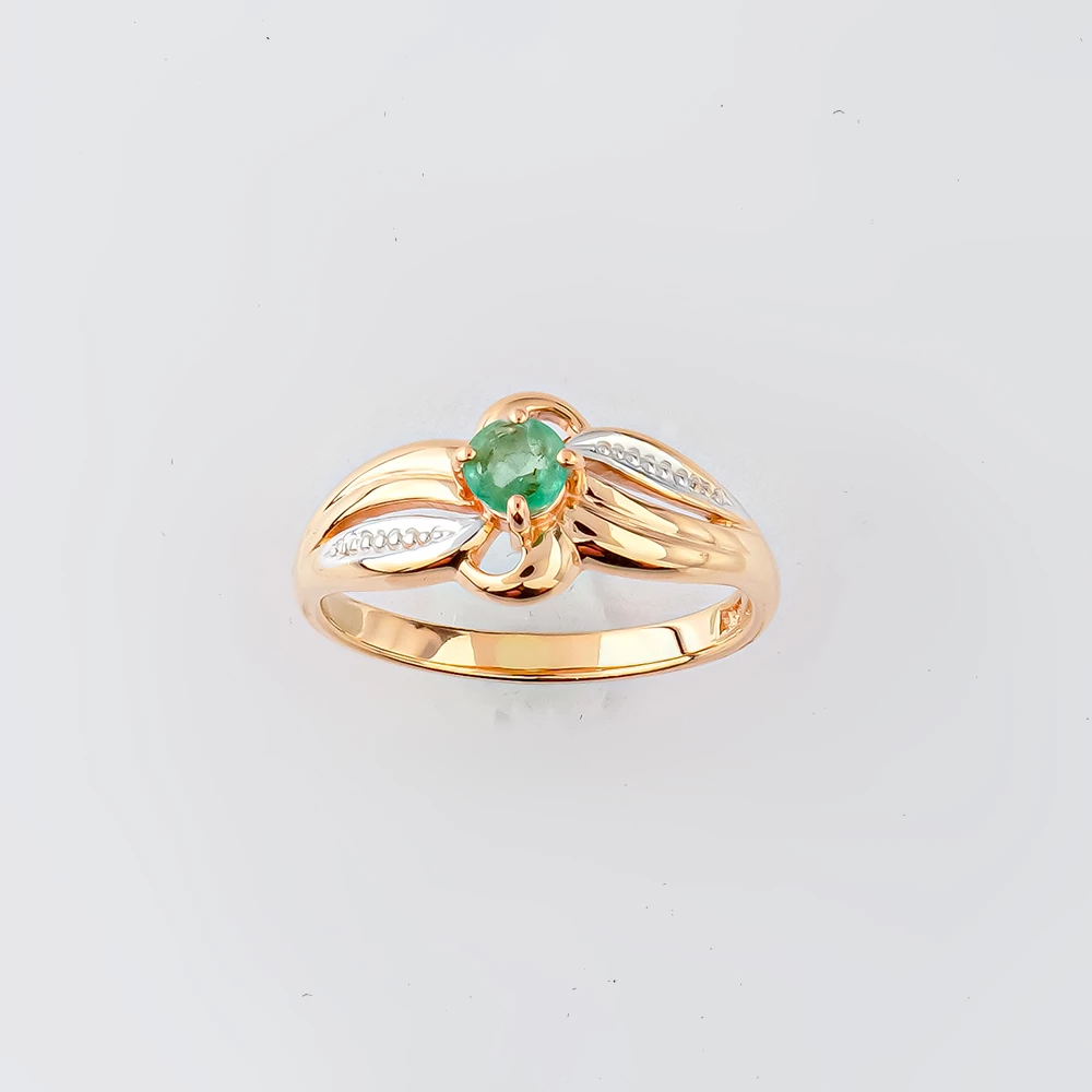 Кольцо с изумрудом из красного золота 585 пробы