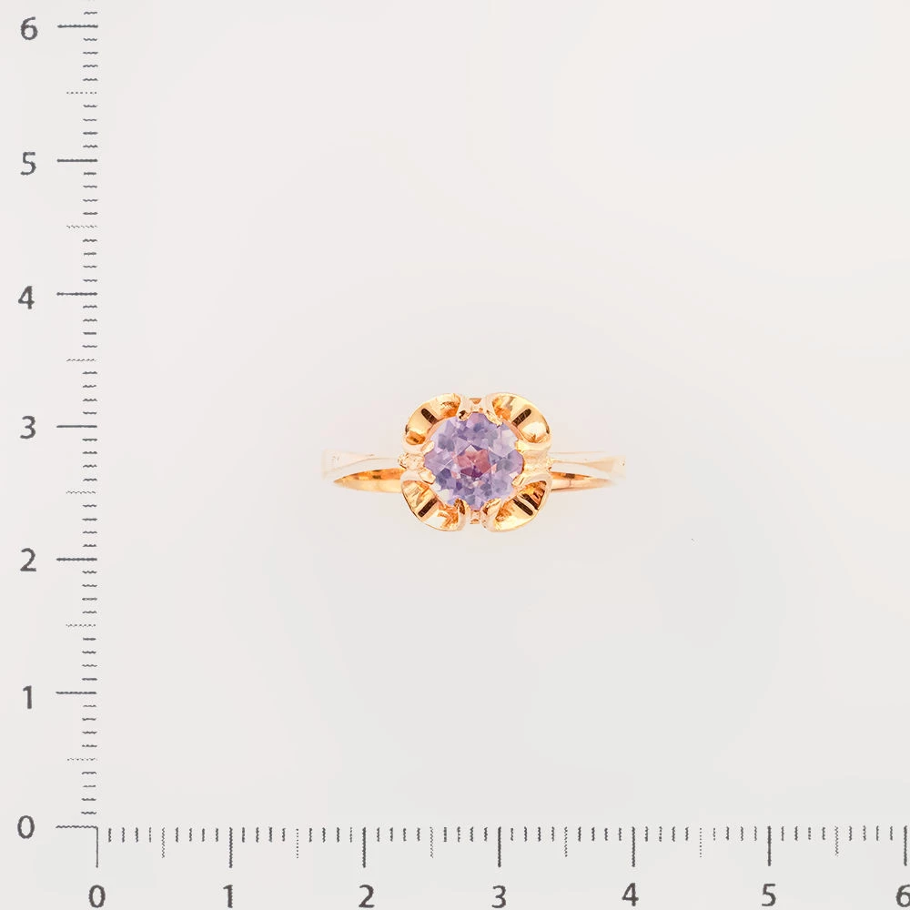 Кольцо с фианитом из красного золота 583 пробы