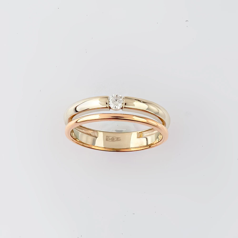 Кольцо с бриллиантом из красного золота 585 пробы