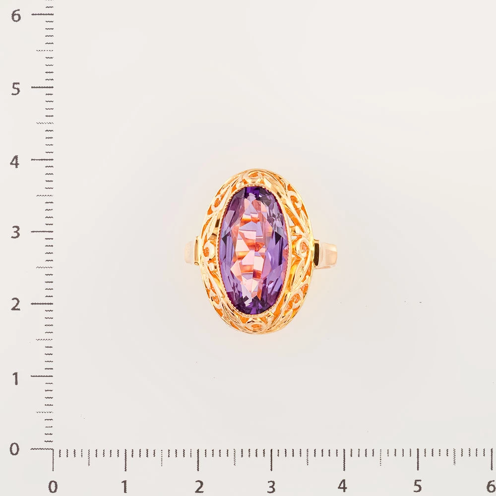 Кольцо с фианитом из красного золота 583 пробы