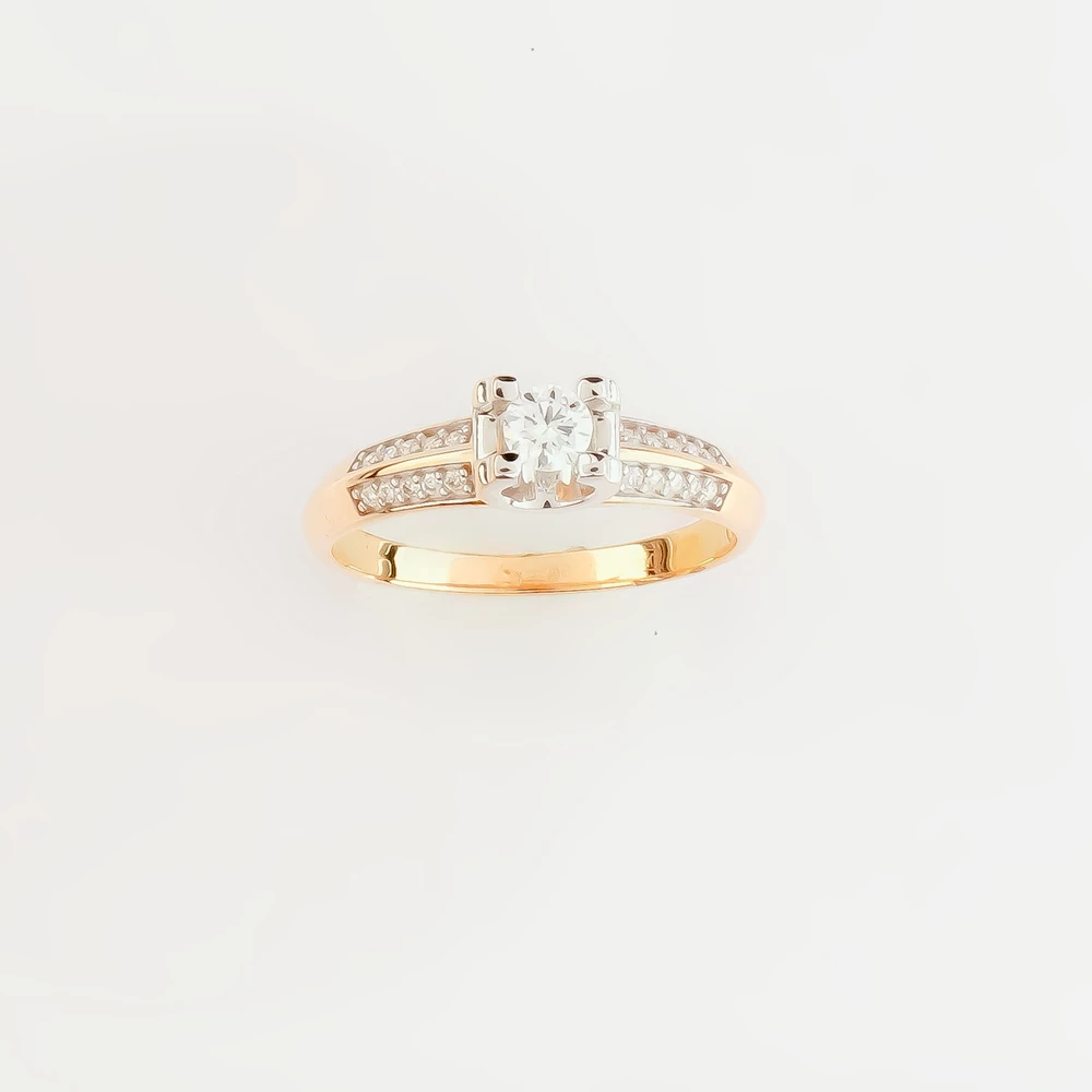 Кольцо с бриллиантом из красного золота 585 пробы