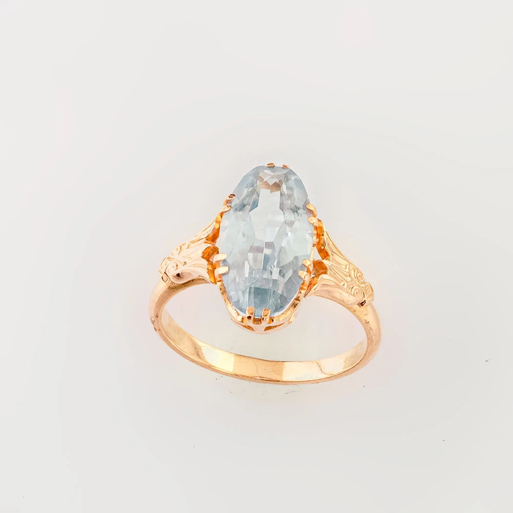 Кольцо с фианитом из красного золота 583 пробы