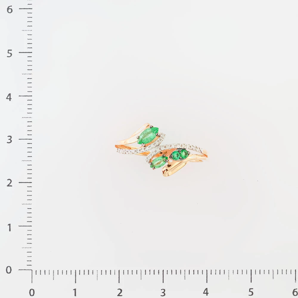 Кольцо с изумрудом из красного золота 585 пробы